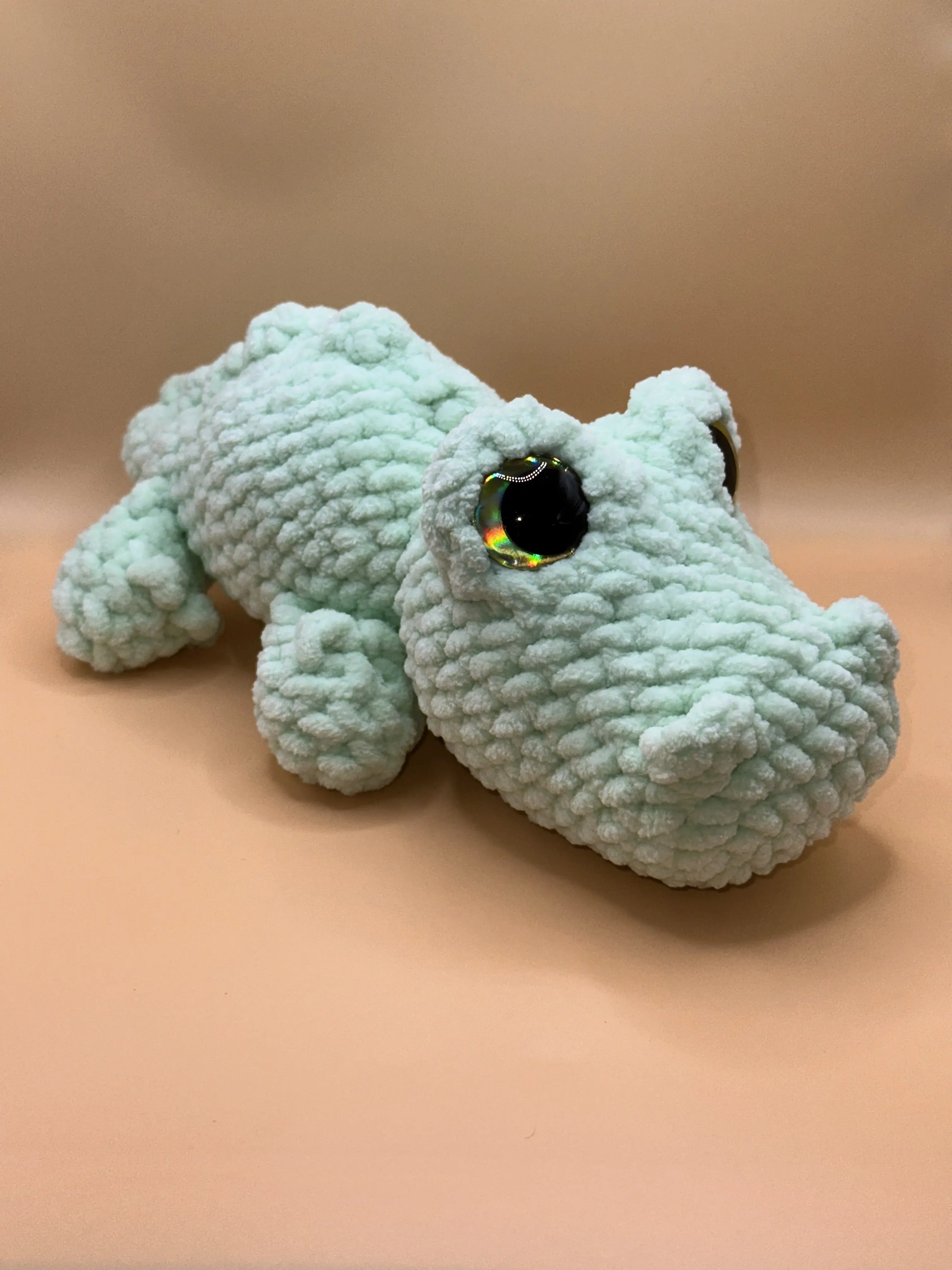 Hand Crocheted Baby Green  Crocodile
