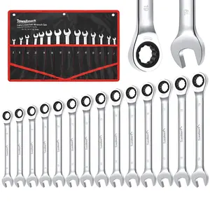 14 piece metric ratchet wrench set -6-19mm fixed head - chrome vanadium steel combination wrench - including storage bag - multi item use Multi-Purpose household maintenance