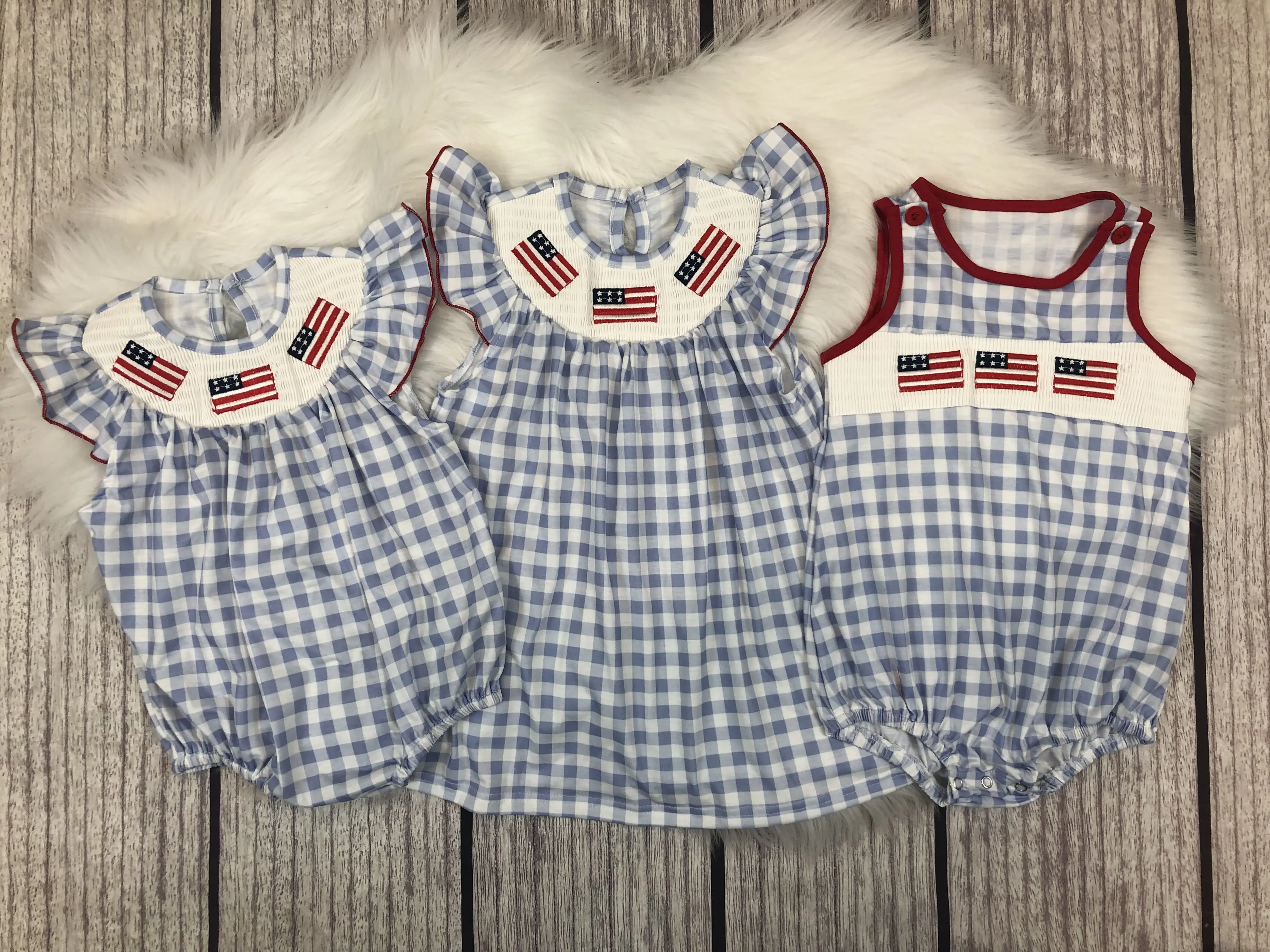 Girls' Smocked Patriotic Print Dress for 4th of July, Knee-Length with Short Sleeves in Breathable Fabric, Baby & Toddler Sizes Including 3t, 3/6M – 7/8T, Cute Look, Short Sleeve Dress, Ultra-Cute, Girl's Dress