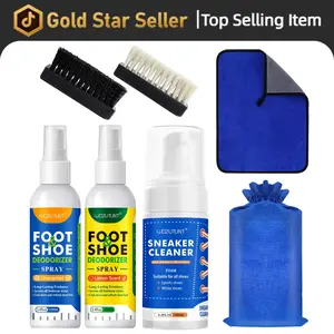 Goiple Water-Free Foam Sneaker Cleaner Kit 5.3Oz with Shoe Brush & Cloth for Most Shoes Footwear Tactical Sneakers Care - Bedroom