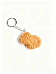 Realistic Chicken Nugget Keychain, Cute Quirky Car and Backpack Accessory, Decorative Women's Keyring with Ring, Valentine's Gift