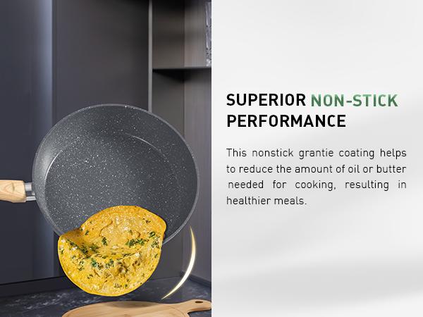 Kitchen Academy Granite Pots and Pans Set Non Stick, 12 Piece Cast Induction Cookware Set, Black Nonstick Kitchen Cooking Set w/Frying Pans & Saucepans(PFOS,PFOA,PFAS,PTFE Free)