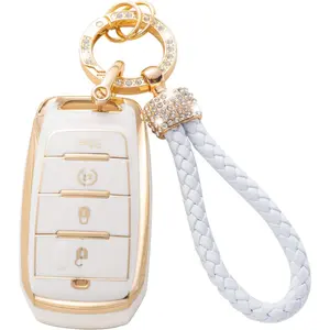 for Dodge RAM Key Fob Cover with Keychain Lanyard, Soft TPU Key Fob Protector Shell Compatible with 2019-2022 Dodge RAM 1500 2500 3500 4500 5500 3 Button Smart Key Case