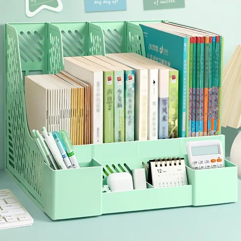 🔥1-Pack Desk File Organizer, Office Supply Organizer with 4 Compartments | PP Plastic, Detachable Design | Space-Saving Office Supplies & Office Accessories for Document Storage & Desk Cleanup
