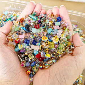 Half Pound Assorted Glass Beads for Jewelry Making, 2-16mm Colorful Crystal Bead