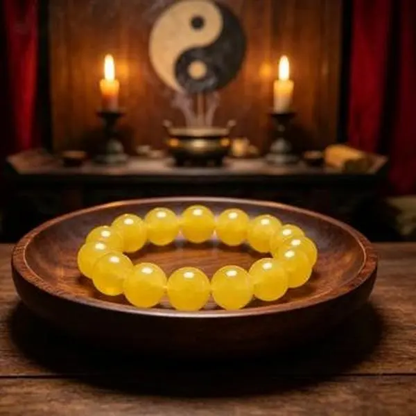 Tai Chi Yellow Jade Perfect Bracelet Attract Wealth, Health & Sweet Love