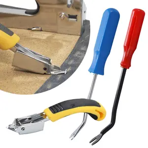 A Set of 3 Pcs Upholstery and Construction Staple Remover with Tack Puller Tool,Nail Puller,Carpet Remover,for Removing All Kinds of Staples for Furniture,Floor,Wooden Case,Carton,Photo Frame,Hand Tools Kits