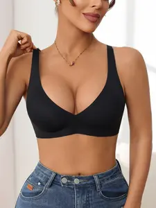 DEANGELMON Wireless Jelly Bras Women Comfortable Bra Supportive No Underwire Push Up Bras Seamless Everyday Bras Full Coverage T-shirt Bra