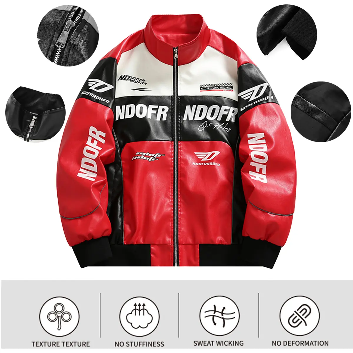 Men’s windbreaker jacket, windproof and waterproof, color-block design, street-style motorcycle jacket  Long Sleeve Activewear Menswear Sport Athletic Coats
