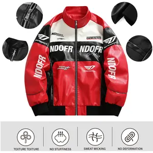 Men’s windbreaker jacket, windproof and waterproof, color-block design, street-style motorcycle jacket