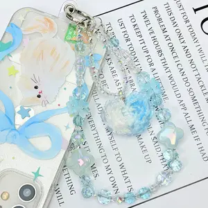 Phonechain,keychain with Elegant Blue Crystal Beads and Silver Chain for Stylish Accessory,keychain,phonchain,bagchain,charms,gifts,TikTokShopBlackFriday