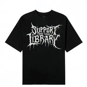 Cotton Death Gothic Print Support Your Local Library Style Lover T-Shirt Unisex Top Vintage Distressed