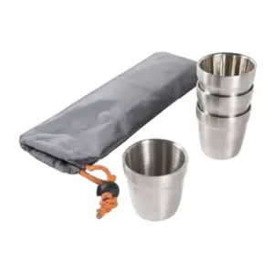 nCamp 4-Pack Insulated Camping Cups – Stainless Steel, Stackable, Lightweight, for Hot & Cold Drinks – With Travel Bag