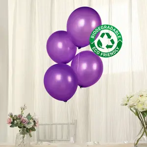 50 Pack Purple Biodegradable Balloons, Eco-friendly Thickened Extra Strong Latex Helium Party Balloons - 12"