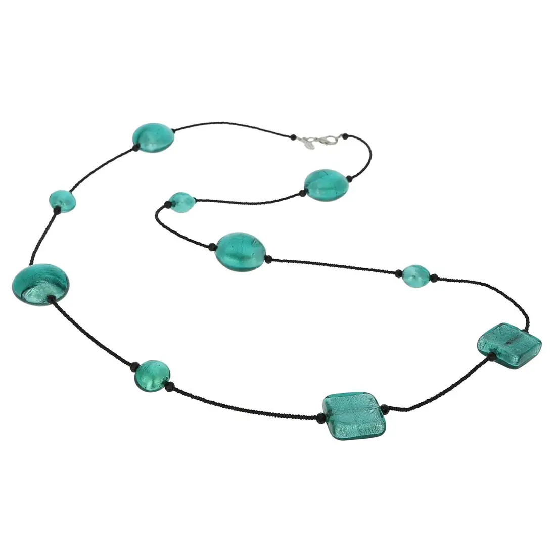 GlassOfVenice Murano Glass Lucia Necklace - Ocean Green, European Style Glass Beads Green Beaded Necklace for Women's Costume Jewelry, European Style Necklaces, Glass Beads Necklaces