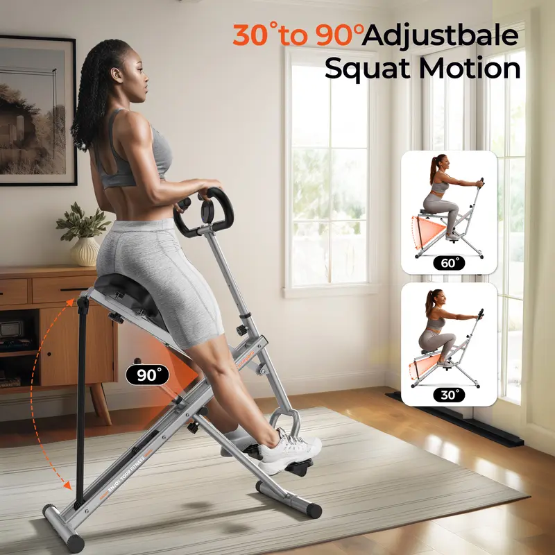 Flybird Squat Fitness Machine , Ride & Rowing Motion for Glutes, Thighs, Abs, and Leg Strength Training at Home, Foldable Core Trainer with 4 Resistance Levels,Whole Body Workout Machine with 330lbs Capacity 1