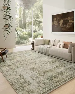Palohom Washable Rugs for Living Room: Large Area Rug for Bedroom Non Slip Low Pile Soft Faux Wool Non Shedding Vintage Boho Carpet Rugs for Dining Room Kitchen Nursery Under Table Farmhouse Home Office rug