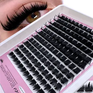 168pcs DIY False Eyelash Clusters, Mixed Lengths 10-18mm, D Curl Fluffy Dense, Reusable for Parties, Cat Eye Dramatic Wet Look