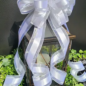 White Wedding Bows, White Bow for Home, Gift, Wreaths, Holiday Decorations.