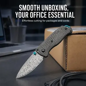 Carbon fiber portable high-strength folding knife, practical everyday cutting knife, suitable for outdoor camping, barbecue, and fishing, EDC tool, household fruit knife damascus pocket stockman sharp Survival non-slip nylon razor stainless steel blade