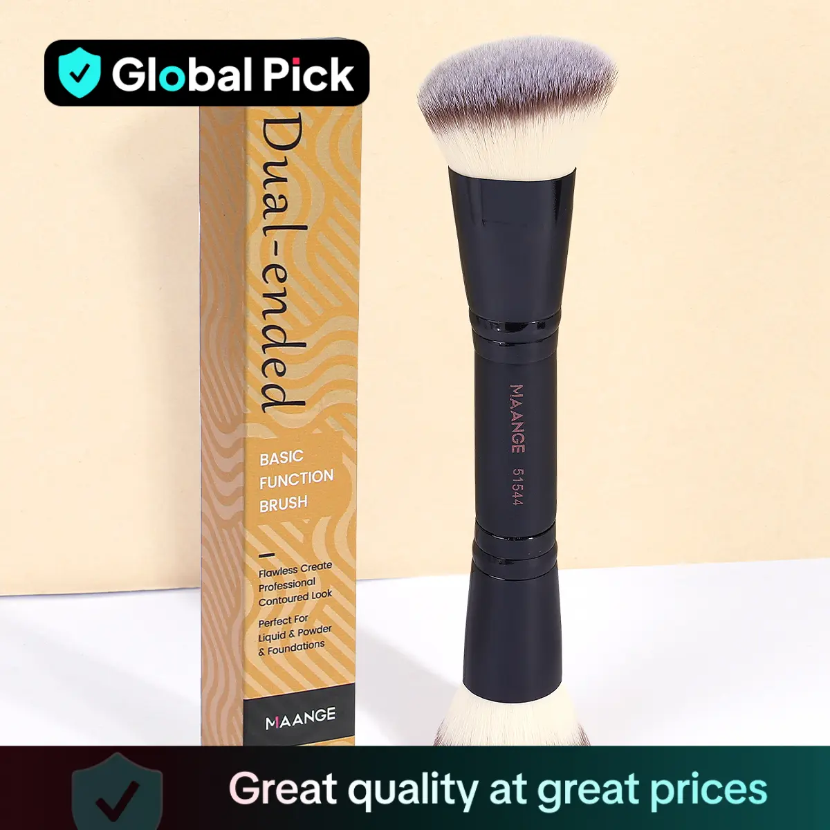 MAANGE Double-ended Makeup Brushes, Multifunctional Cosmetic Brush for Foundation, Blush, Loose Powder, Highlighter, Contour, Makeup Tools for Daily M