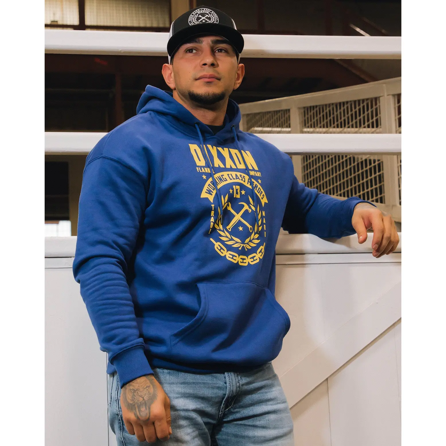 Yellow Weld Pullover Hoodie - Blue