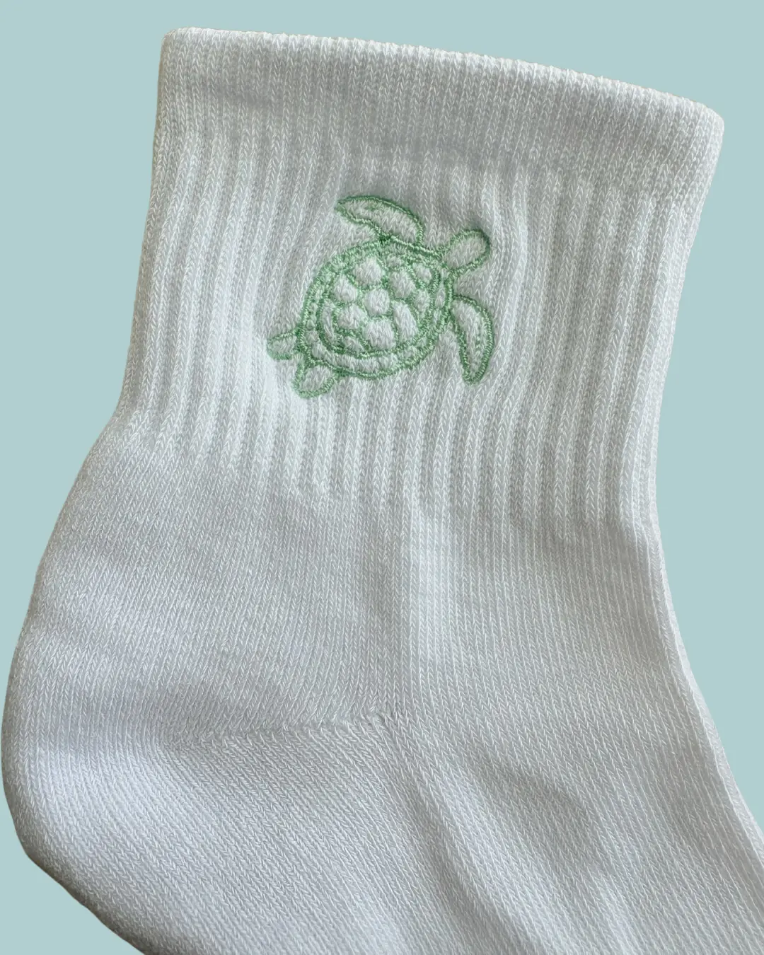 Sea Turtle Embroidered Crew Socks