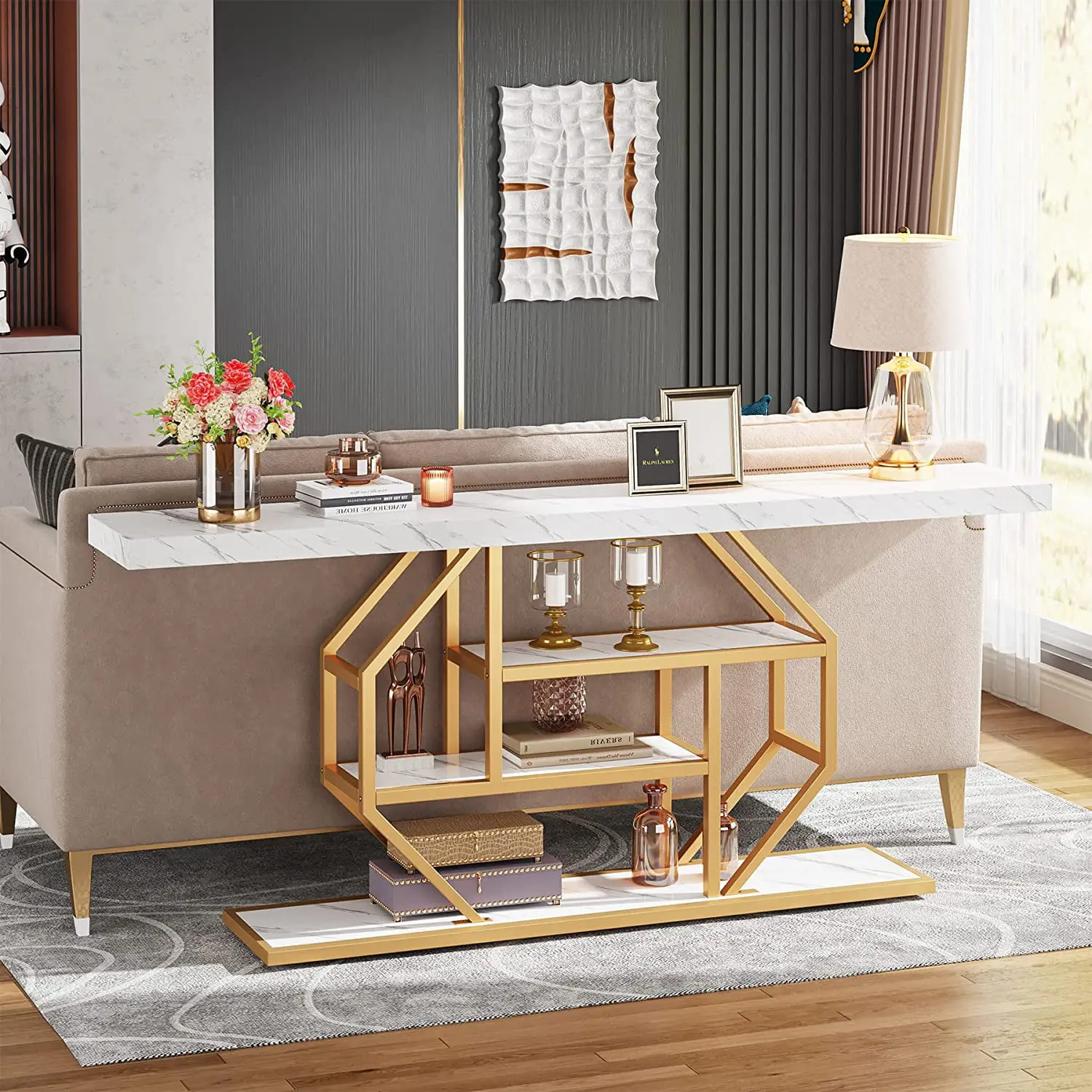 Tribesigns 70.9 inch Extra Long Console Table/Sofa Table with Storage Shelves Tribesigns 70.9 inch Extra Long Console Table/Sofa Table with Storage Shelves