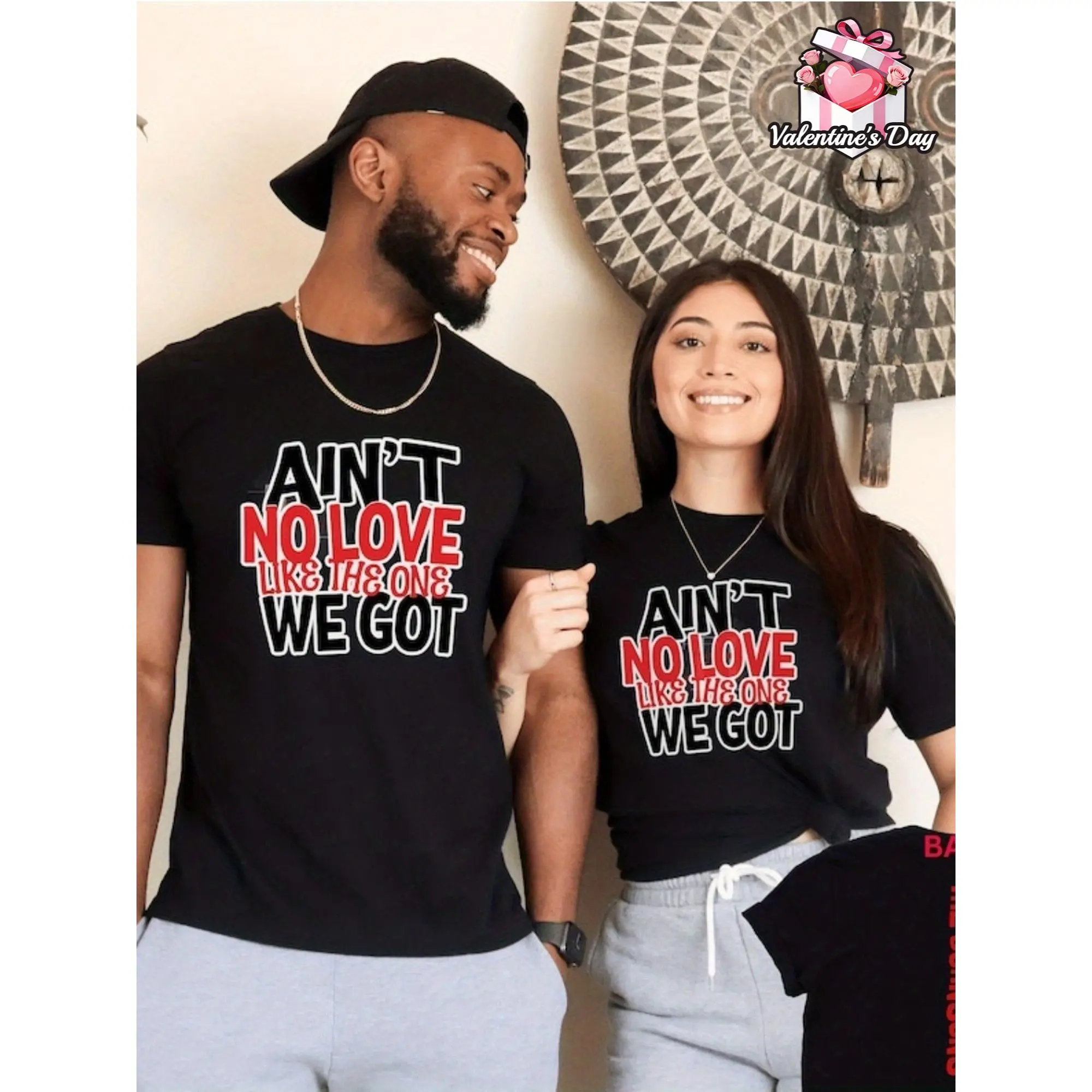 1pc Matching Couples T-Shirt - "Ain't No One Like The One We Got" Marriage Phrase, Heavyweight 100% Crew Neck Tee, Soft Everyday Shirt for Couples Gifts, Anniversary & Valentine'S Day - Matching Outfits for Him/Her