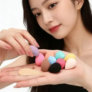 10pcs Mini Waterdrop Makeup Sponges, Random Colors & Styles, Wet and Dry Use Cosmetic Puffs, Beauty Blend, Ideal for Beauty Application