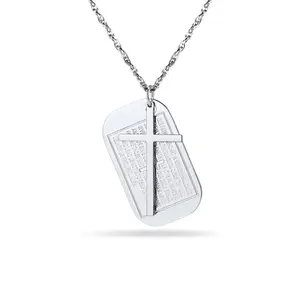 PROSTEEL Cross Tags Pendant Necklace Stainless Steel Military Tag with Words Inspirational Necklaces Jewelry Unisex For Men Women with Gift Box