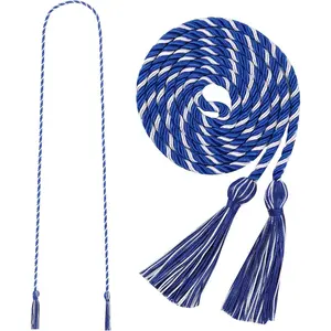 68" Braided Graduation Honor Cords with Tassel for Bachelor Master Doctoral Students Graduation Gown Decor (Royal Blue and White)