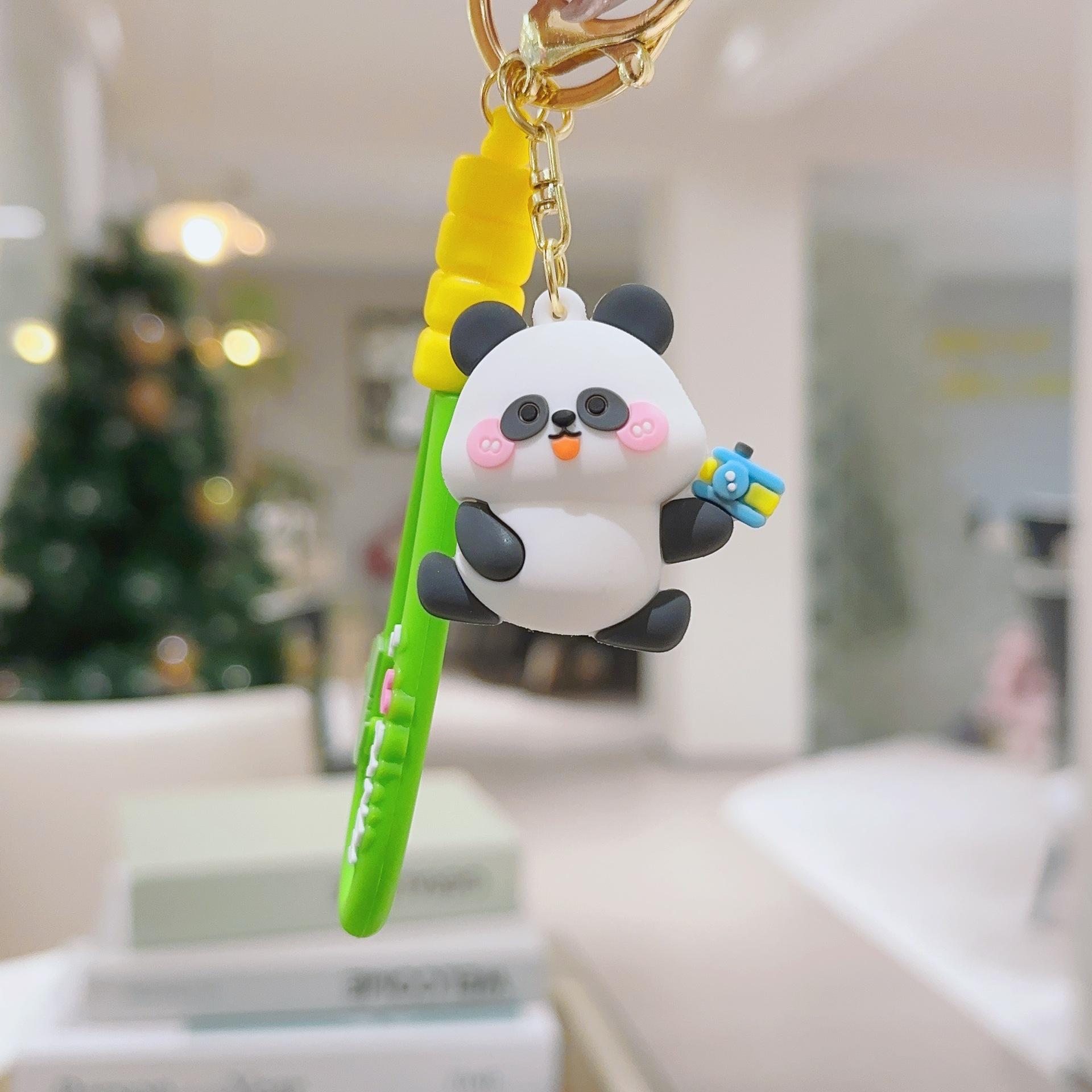 Playful Cartoon Panda Keychain Accessory - Casual Bag Chains and Charms for Backpacks, Gift for Panda Lovers