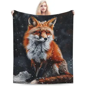 Fox throw Blankets Fox Plush Fleece Soft Cozy Gifts Blankets for Kids Girls Boys Adults Decor 40''X50''
