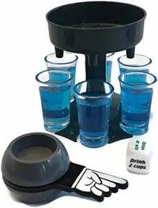 6 Shot Glass Dispenser and Holder (Includes 6 shot cups) with Shot Twister and 1 count  . Shot Dispenser, Shot Holder, Shot , Drink Dispenser. Dark Grey, For  Types of Drinks
