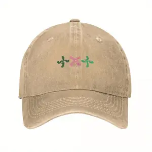 TXT - TEMPTATION LOGO Baseball Cap, Vintage Fashionable Knit Rayon Hat for Men and Women, Elegant Style with Embroidered Design, Light Beige Color, Perfect for Casual Wear
