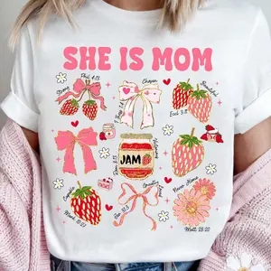 She is Mom Coquette Shirt, Preppy Mama Strawberry Sweatshirt, Strawberry Mama Tee,Mother’s Day gifts