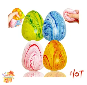 Easter Egg Stress Squishy Toys Colorful Marbled Slow Rising Stress Balls Sensory Fidget Toys for Anxiety Relief & ADD/ADHD