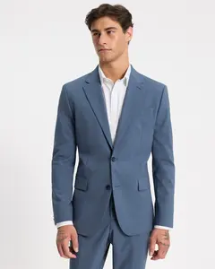 Express Slim Dusty Blue Wool-Blend Washable Modern Tech Suit Jacket