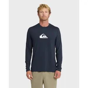 Quiksilver | Comp Logo Large Logo Long Sleeve Rashguard | Stretch Fit Quick-Dry | Surf & Swim & Sun Protection