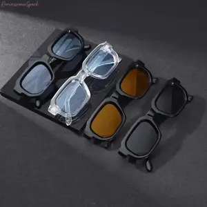 4-Pack Vintage Rectangle Sunglasses for Unisex, Classic Retro Fashion Shades with Full UV Protection, Comfort All-Day Wear Design Perfect for Casual Outings, Street Style & Everyday Use