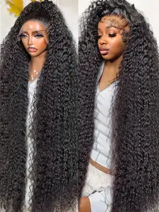 Bling Hair 38inch Deep Wave 13x6 13x4 Transparent Lace Front Hd Lace Frontal Wig Pre Plucked Lace Frontal Brazilian Human Hair Wigs 180% Density for Women TikTokShopBlackFriday