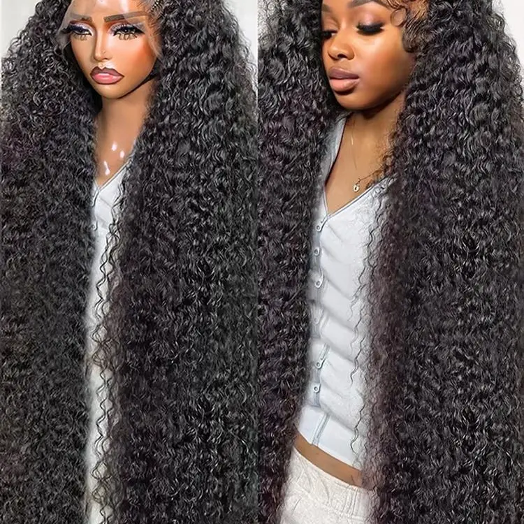Bling Hair 38inch Deep Wave 13x6 13x4 Transparent Lace Front Hd Lace Frontal Wig Pre Plucked Lace Frontal Brazilian Human Hair Wigs 180% Density for Women #SummerVibes