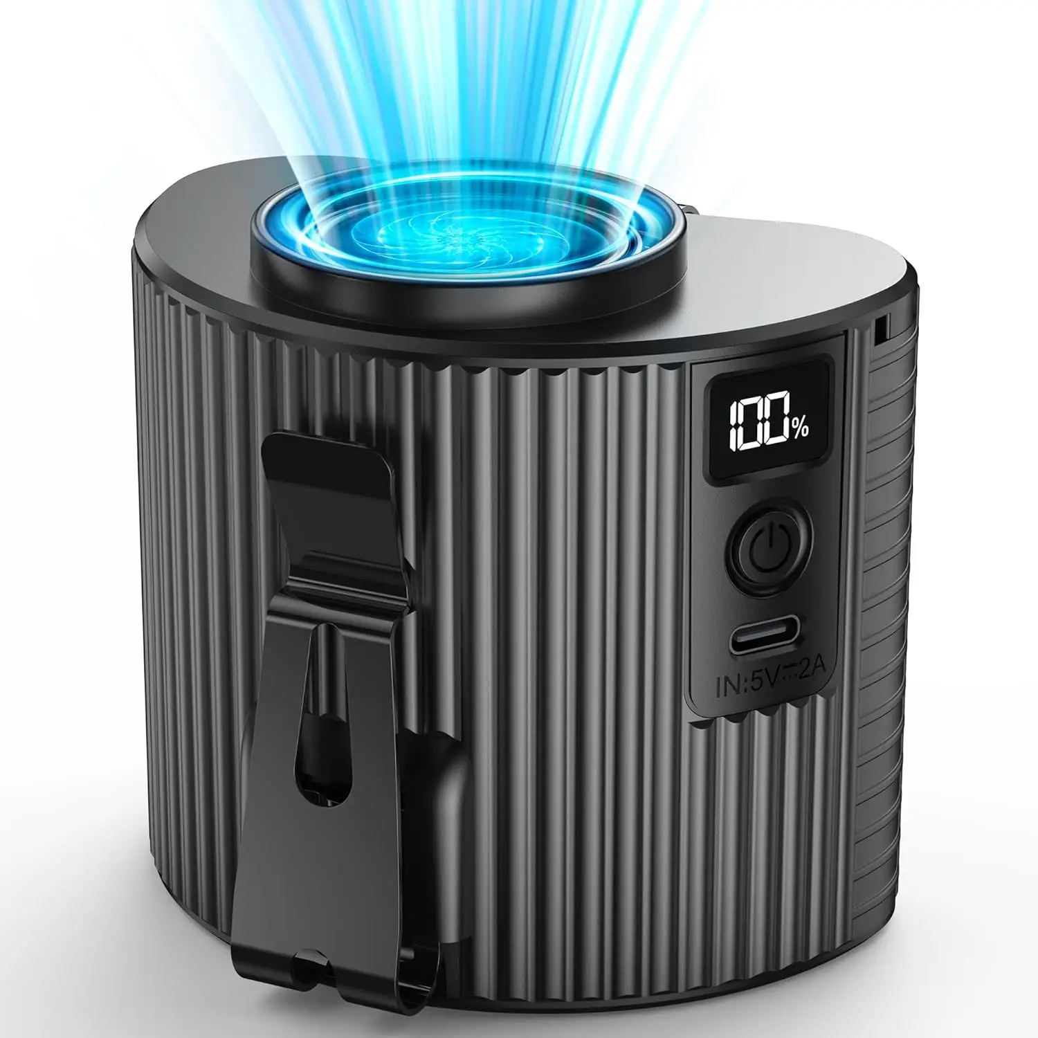 Portable Waist Clip Fan, Rechargeable Battery Powered Hand Free Waist Fan for Travel Hiking Fishing Jobsite