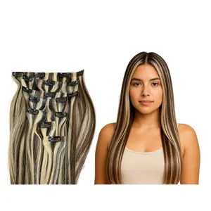 Chocolate Brown + Ashy Blonde Mix CLIP Extensions