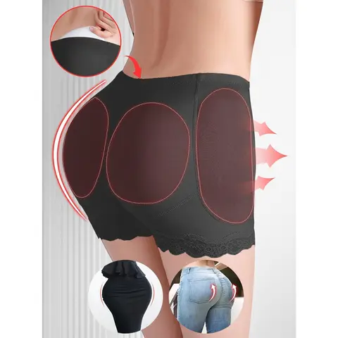 Womens High Support Butt Lift Shapewear Shorts Adjustable Lace Trim Plus Size Firm Control with 4 Pads Black Womenswear Compression Bridal Basic Light Beige Minimalist