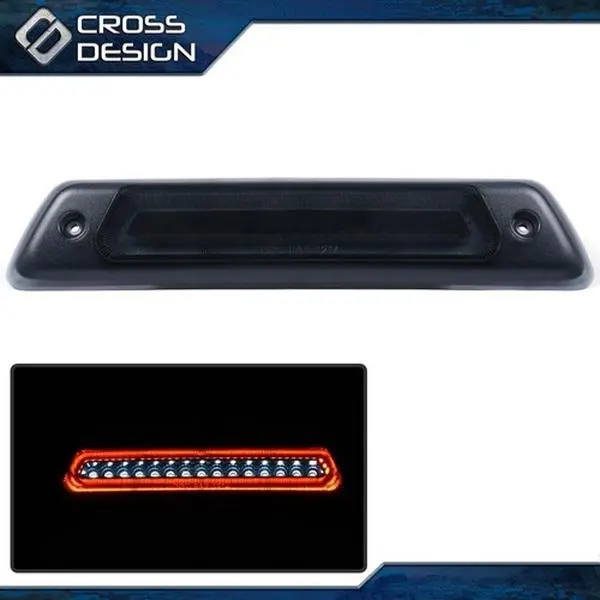 CROSSDESIGN LED 3rd Rear Tail Brake Light with Backlights, Black/Smoked Stop Lamp for 2009-2014 Ford F150, Automotive LED Lights