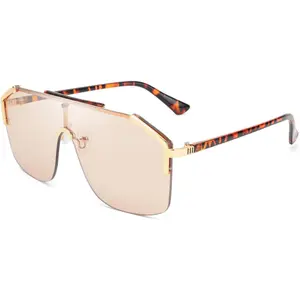 FEISEDY Classic Siamese One Piece Oversized Sunglasses Nice Rimless Stylish Retro Design for Women Men B2634