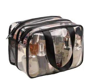 Professional Expandable Makeup Artist Bag Pink Transparent Multi-Layer Cosmetic Organizer with Brush Slots for Live Streaming Users