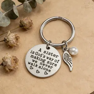 Engraved Sister Keychain Gifts from Sister Brother, Meaningful Birthday Graduation Christmas Jewelry Gifts for Sisters from Sisters Bestie Keyring